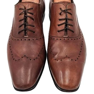 Mezlan Spain Men's size 10 Brown Calfskin Leather Wingtip Oxfords Dress Shoes 43 - Picture 1 of 12