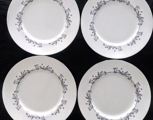 MINTON PANDORA Made in England Set of 4 BREAD PLATES Platinum Gray Floral 6 1/8" - Picture 1 of 3