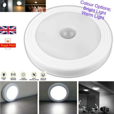 LED Motion Sensor Lights PIR Wireless Night Light Battery Cabinet Stair Lamp UK - Image 1 of 4