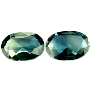 Certified 0.96ct Natural Teal Sapphire VVS Clarity Rose Cut Oval Matching Pair - Picture 1 of 2