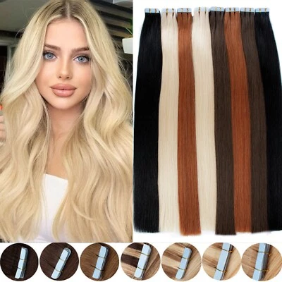 Seamless Tape In Hair Extensions Skin Wefts Invisible Remy Indian Human Hair 40p - Image 1 of 4