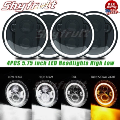 Fit Buick GS 455 1970-1972 4pcs DOT 5-3/4 5.75" Round LED Headlights HI/LO Beam Foto 1 de 4