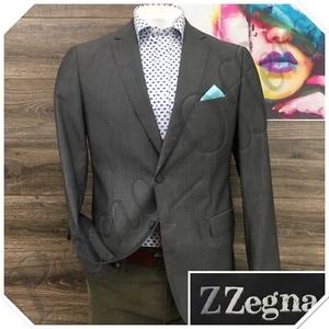 Z Zegna Mens Blazer Sport Coat Two Button Casual Suit Jacket Size 40R Wool Gray - Picture 1 of 13