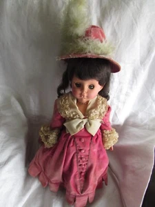 VTG 1971 vinyl 21" FURGA DOLL sleep eyes long lashes Italy Victorian dress & hat - Picture 1 of 8