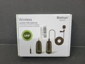 NEW Bietrun Wireless Lavalier Microphone UHF WXM10 iPhone Android Samsung Camera - Picture 1 of 3
