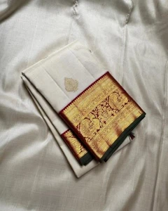 Women's Banarasi Pure Soft Kanjivaram Silk Saree With Blouse Piece For Wedding - Picture 1 of 7