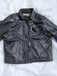 Womens Grunge Leather Motorcycle Jacket Distressed SIZE 14 - Picture 1 of 24