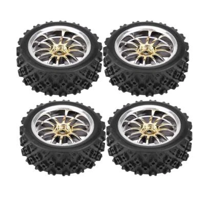 4 Stück Reifen aus Gummi für RC Auto Rad und Felge für RC 110 Auto Gold - Bild 1 von 4