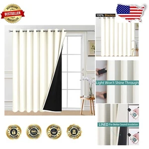 Extra Wide 100% Blackout Curtains - Cream Thermal Grommet Drapes, 100"W x 96"L - Picture 1 of 12