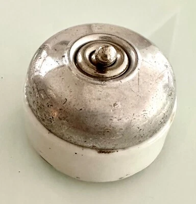 Vintage Ceramic & Polished Aluminium Light Switch Dolly Toggle Deco 4-Pole - Image 1 of 4