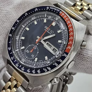Vintage Seiko 6139-6005 Blue Pogue Pepsi Bezel Chronograph 17 Jewel - Picture 1 of 14