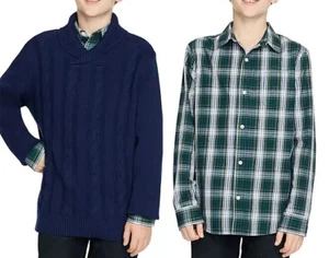 Gap Boys Sweater Shirt Set Size M 8 Navy & Green - Picture 1 of 4