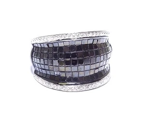 10k Gold Black PVD 5.00ct Princess & Round Cut Black & White Diamond Ring - Picture 1 of 6