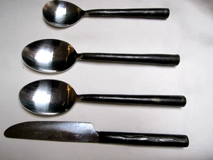 4 Pezzi Bob Patino Posate Acciaio Forgiato 2 Porzioni Cucchiaio Zuppiera 1 Cucchiaio 1 Coltello - Foto 1 di 16