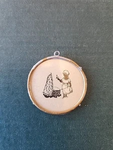 ANTIKE DEUTSCHE um 1900 MINIATUR PUPPENHAUS KUNST SILHOUETTE IN WEICHEM METALLRAHMEN - Bild 1 von 9