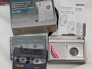 Sanyo M1110C Cassette Recorder Boxed w/ Instructions & 2 Tapes – Tested Working - Picture 1 of 5