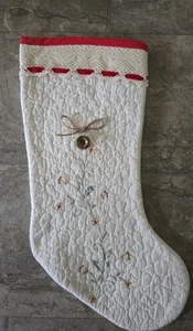 Upcycling Quilt Handarbeit 17,5"L Weihnachtsstrumpf Shabby Chic Deko beidseitig #3 - Bild 1 von 4