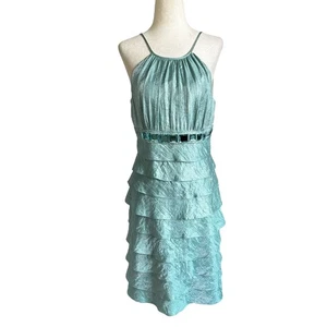 Adrianna Papell blau gefüttert Stufen Neckholder Cocktailkleid Damengröße 8 | 24-1 - Bild 1 von 7