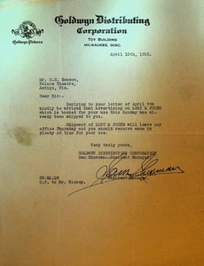 Goldwyn Distributing Letterhead April 10 1923 Lost & Found Silent Film - Picture 1 of 1