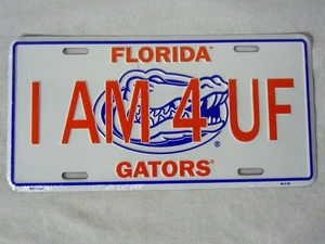 Placa de licencia universitaria de la NCAA ("YO SOY 4 UF", Florida Gators) NUEVA - Imagen 1 de 1
