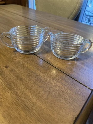 Bintage Anchor Hocking Cream and Sugar Bowls Set Foto 1 de 4