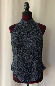 PAPELL  BOUTIQUE Evening Top Fitted Lined Beaded Elegant Silk Shell Women's L - Picture 1 of 6