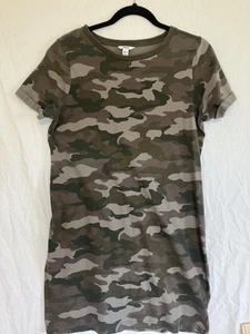 Maxi Dress Small 100% Cotton Maxi Green Camouflage T-Shirt Dress - Picture 1 of 8
