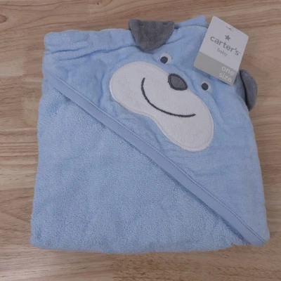 Carter’s Blue Puppy Dog Hooded Bath Towel for Baby & Toddler NEW - Image 1 of 4