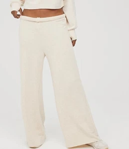 AMERICAN EAGLE OFFLINE OATMEAL HEATHER WIDE LEG SWEATPANTS SZ LARGE LONG - Picture 1 of 4