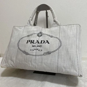PRADA Canapa Tasche M weiß Canvas große Größe gebraucht - Bild 1 von 13