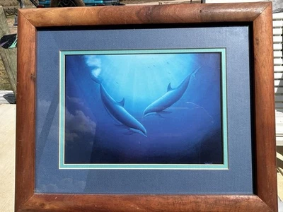 Impresión enmarcada Wyland Maui Dawn 1992 Ocean Breaching Whale jorobada coral Hawaii  Foto 1 de 3