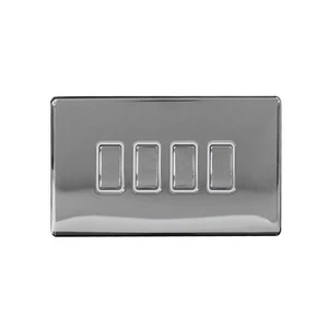 Placa frontal sin tornillos 4 velocidades 2 vías 10A interruptor de luz cromo pulido - Imagen 1 de 1