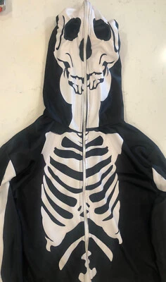NUEVO Disfraz Esqueleto Juegos con disfraces Mono Cremallera Bolsillos con Capucha NEGRO/BLANCO Para Mujer Talla M” Foto 1 de 4
