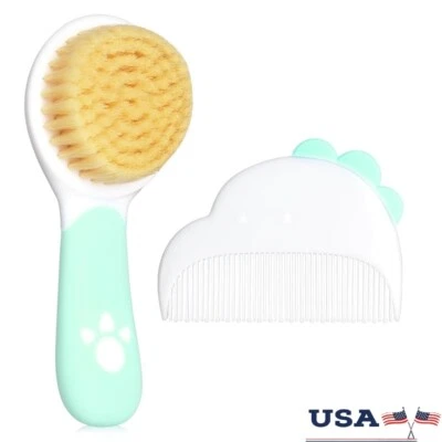 Baby Brush Comb Set Soft Bristles Baby Hair Care Cradle Cap Gift Newborns - Image 1 of 4