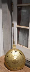 Antique Brass & Iron Large Bed Warmer with Intricate Design Around a Star - Picture 1 of 9