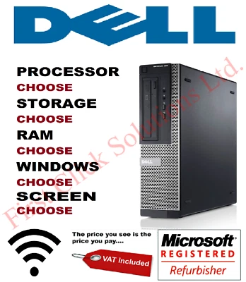 FCS DELL Quad Core i5 i3 i7 DESKTOP TOWER PC & LCD WIN10 &16GB 1TB OR 240GB SSD - Image 1 of 4