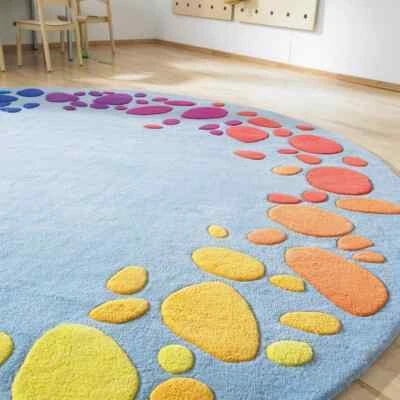 Round New Modern Design Hand Tufted amoeba Rug 5X8 6X9 8X10 9X12 Wool Area Rug - Image 1 of 4