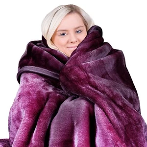 Laura Hill 800GSM Heavy Double-Sided Faux Mink Blanket Soft Fleece Throw Purple - Picture 1 of 9
