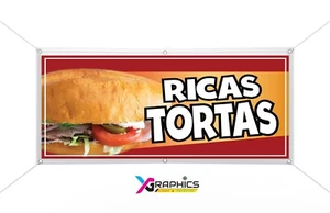 Ricas Tortas Vinyl Banner advertising Sign Full color indoor outdoor Mexican - Picture 1 of 2