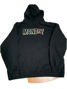 Malz Monday Men's MONDAY Black Hoodie Sweatshirt Size XL Long Sleeve - Picture 1 of 9