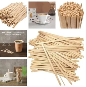 1000 Natural Wooden Coffee Stirrers 5.5" 140mm Eco Friendly Hot Drink Stirrers - Picture 1 of 6