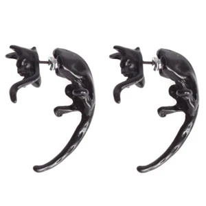 3D Ohrstecker Katze Ohrringe Cat Ohrschmuck Earring Schwarz - Bild 1 von 4