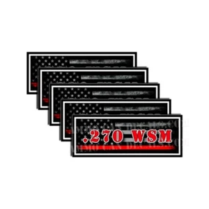 .270 WSM Ammo Can Decal Ammunition Box Sticker Red Line American Flag 5 Pack - Picture 1 of 2