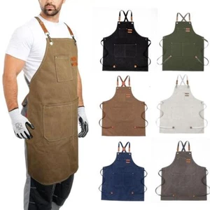 Heavy Duty Canvas Woodworking Shop Work Aprons Men V1 Women with Adjustable H1I1 - Picture 1 of 24