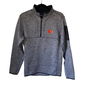 Cleveland Browns Men’s Antigua Charcoal Grey 1/4 Zip Pullover Jacket Size Medium - Picture 1 of 9
