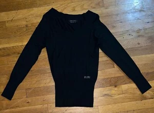 BCBG MAXAZARIA Womens small Black Rhinestone Logo Sweater - Picture 1 of 3