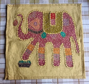 Indian Elephant Cushion Cover 100% Cotton 42cm X 42cm Hand Made #2 - Picture 1 of 2