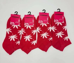 Everbright 4 pairs Weed Socks Women Teens Low Cut Size 9-11 Red NEW - Picture 1 of 5
