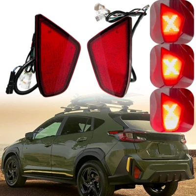 Compatível com 2024 Subaru Crosstrek Impreza refletores de para-choque traseiro vermelhos com luzes de freio LED - Imagem 1 de 4