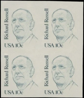 1984, USA RICHARD RUSSEL, CORNER MARGIN IMPERFORATE BLOCK OF 4, NH, SC #1853 imp - Image 1 of 2